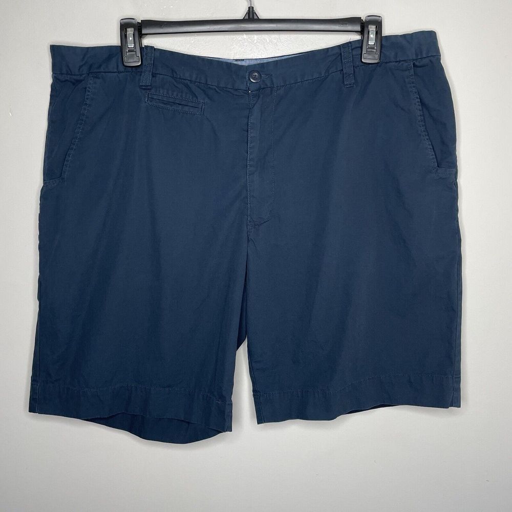 WOOLRICH Shorts Mens 42 Navy Blue Chino Flat Front Pockets Cotton 10" Inseam